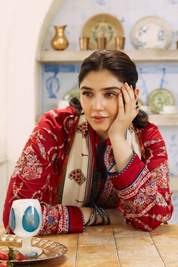 3-Piece Lawn Suit with Tarkashi Monark Print Dupatta - Embroidered Lawn Suit for Women - Dress Glam