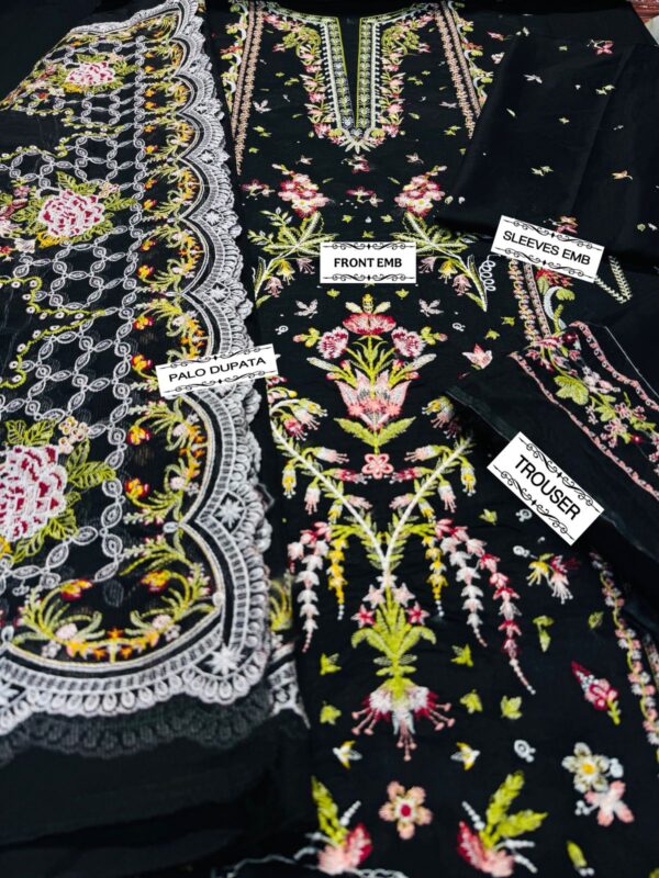 3-Piece Qalamkar Embroidered Lawn Suit with Khaddi Net Dupatta - Embroidered Lawn Suit for Women - Dress Glam