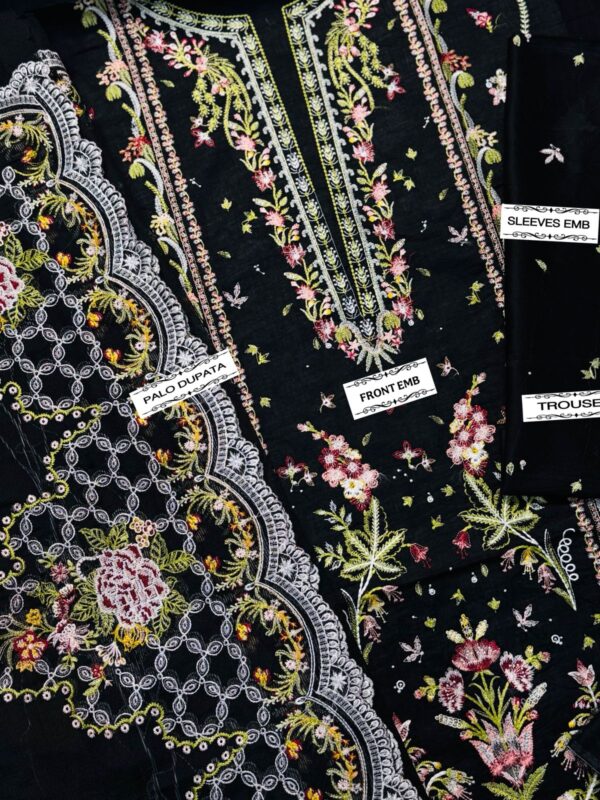 3-Piece Qalamkar Embroidered Lawn Suit with Khaddi Net Dupatta - Embroidered Lawn Suit for Women - Dress Glam