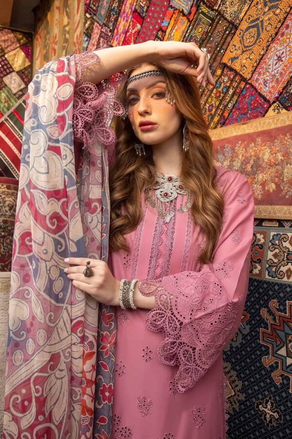 Heavy Embroidered Lawn-peach pink- dress glam