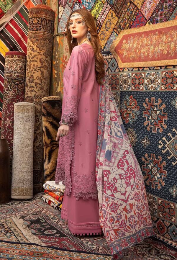 Heavy Embroidered Lawn-peach pink- dress glam