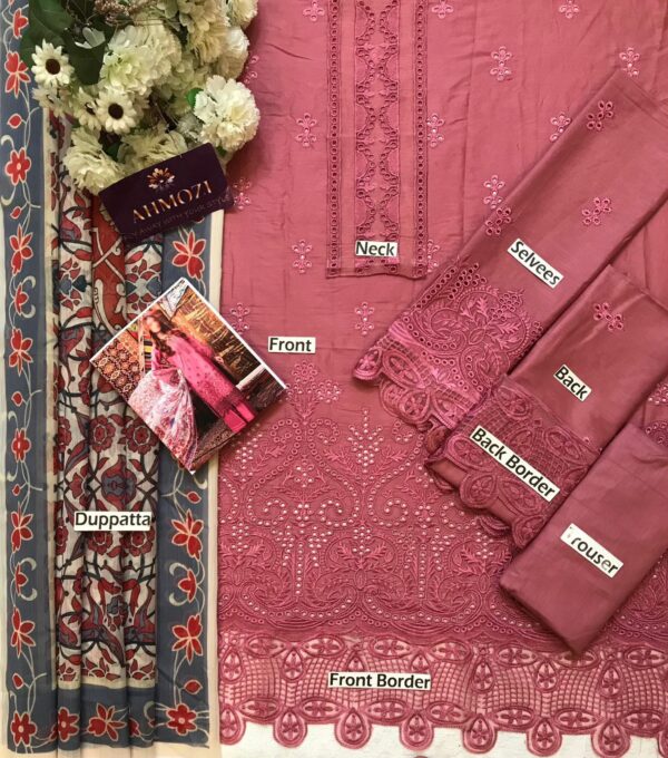 3 Piece Embroidered Chikankari Suit - Embroidered Lawn Suit for Women- Dress Glam - Image 6
