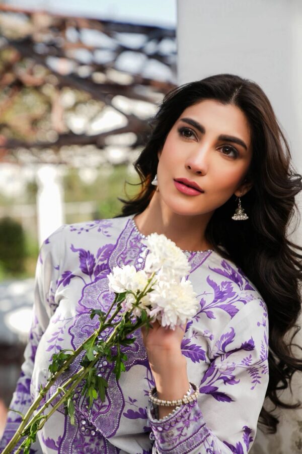 Aneela Lawn 3-Piece Chiffon Dupatta - Printed Suit for Women - Dress Glam