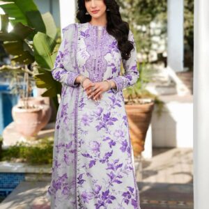 Aneela Lawn 3-Piece Chiffon Dupatta - Printed Suit for Women - Dress Glam