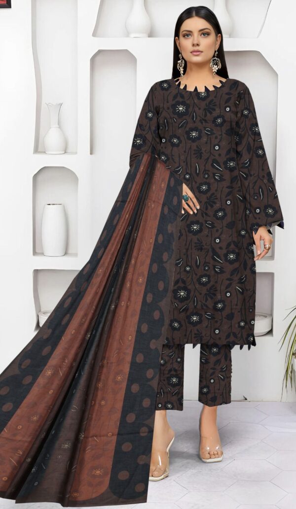Charizma Lawn Banadora brown 3-Piece Suit - Printed Suit for Women - Dress Glam