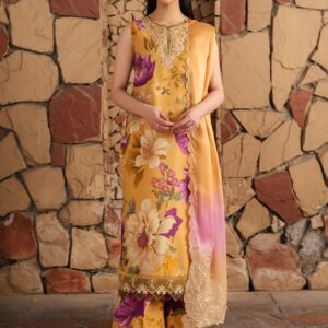 Charizma Lawn Banadora yellow 3-Piece Suit - Printed Suit for Women - Dress Glam
