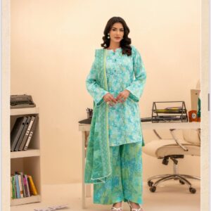 Coco Series Zesh unstitched lawn suit for women with digital printed shirt, trouser, and voil dupatta – Dress Glam Pakistan