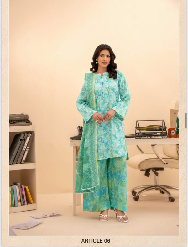 Coco Series Zesh unstitched lawn suit for women with digital printed shirt, trouser, and voil dupatta – Dress Glam Pakistan