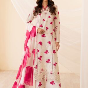 Iznik Lawn 3pc Suit with Heavy Embroidery and Digital Chiffon Dupatta – Dress Glam 2025