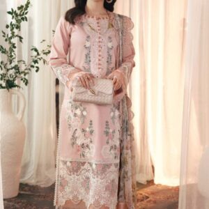 Jade Chickenkari 3PC embroidered lawn suit with silk dupatta, cutwork daman patch, and embroidered sleeves – Dress Glam