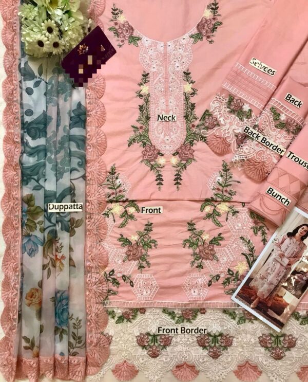 Jade Chickenkari 3PC embroidered lawn suit with silk dupatta, cutwork daman patch, and embroidered sleeves – Dress Glam