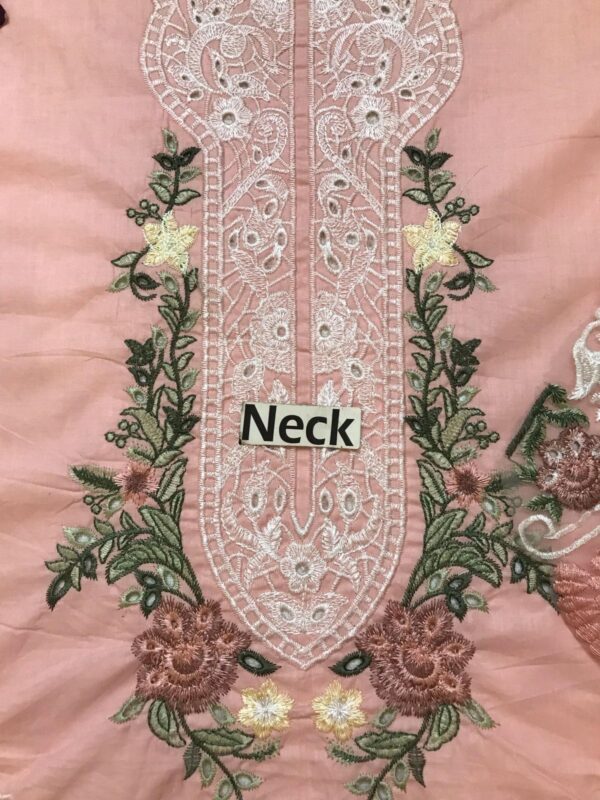 Jade Chickenkari 3PC embroidered lawn suit with silk dupatta, cutwork daman patch, and embroidered sleeves – Dress Glam