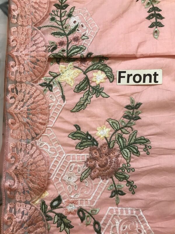 Jade Chickenkari 3PC embroidered lawn suit with silk dupatta, cutwork daman patch, and embroidered sleeves – Dress Glam