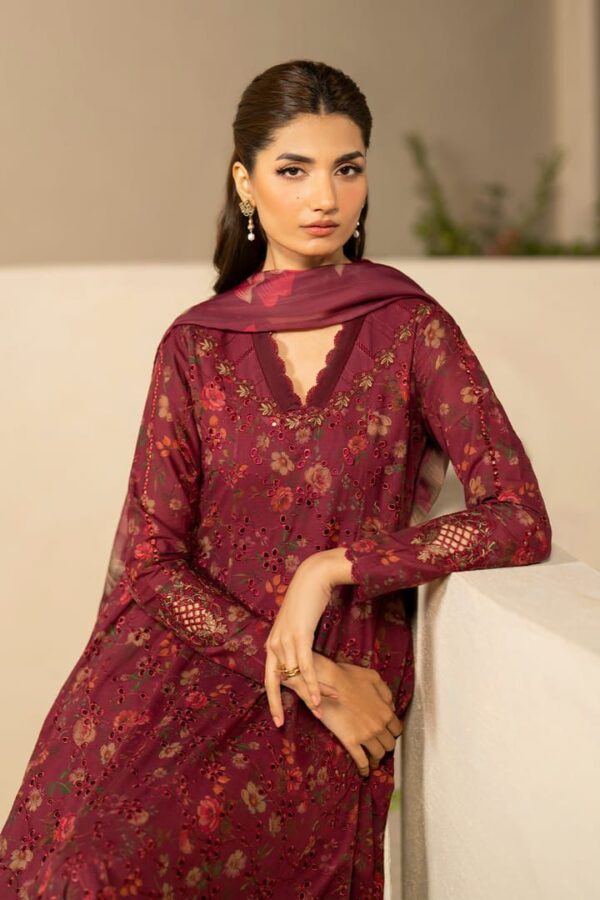 Luxury Printed Lawn Suit with Chiffon Dupatta - Embroidered Lawn Suit for Women - Dress Glam