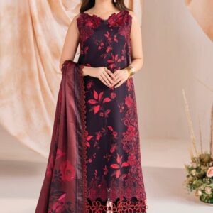 Maria B 3pc Luxury Airjet Lawn Suit - Embroidered Lawn Suit for Women - Dress Glam