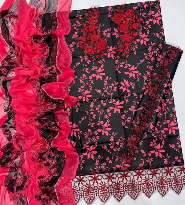 Maria B 3pc Luxury Airjet Lawn Suit - Embroidered Lawn Suit for Women - Dress Glam