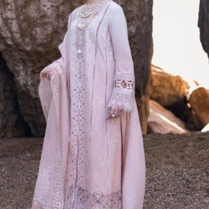 Qalamkar Luxury Lawn Festive Suit – Heavy Chicken Kari Embroidery with Khaddi Net Dupatta | Unstitched 3PC