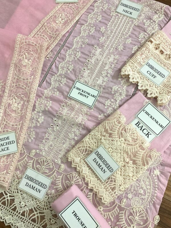 Qalamkar Luxury Lawn Festive Suit – Heavy Chicken Kari Embroidery with Khaddi Net Dupatta | Unstitched 3PC