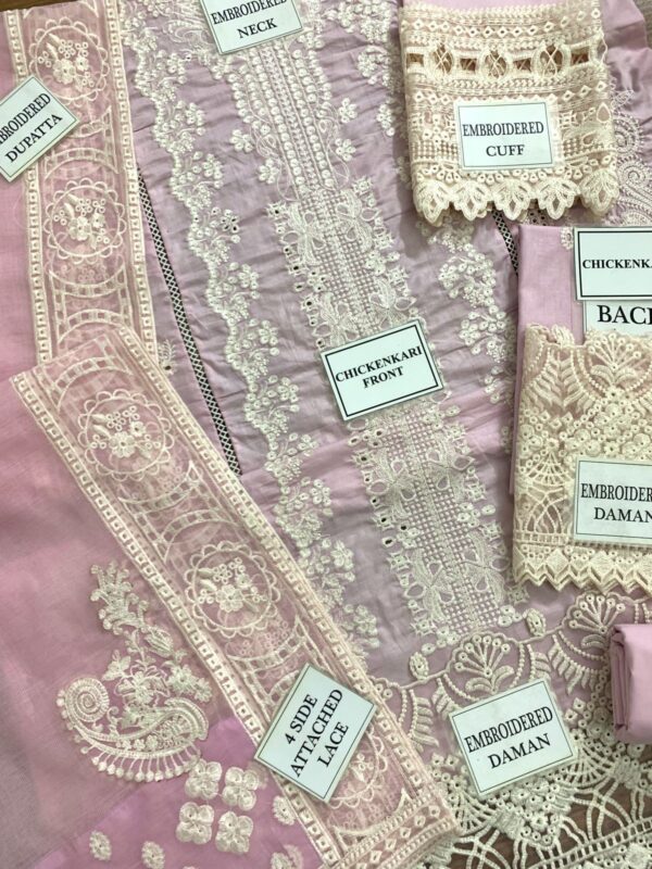 Qalamkar Luxury Lawn Festive Suit – Heavy Chicken Kari Embroidery with Khaddi Net Dupatta | Unstitched 3PC