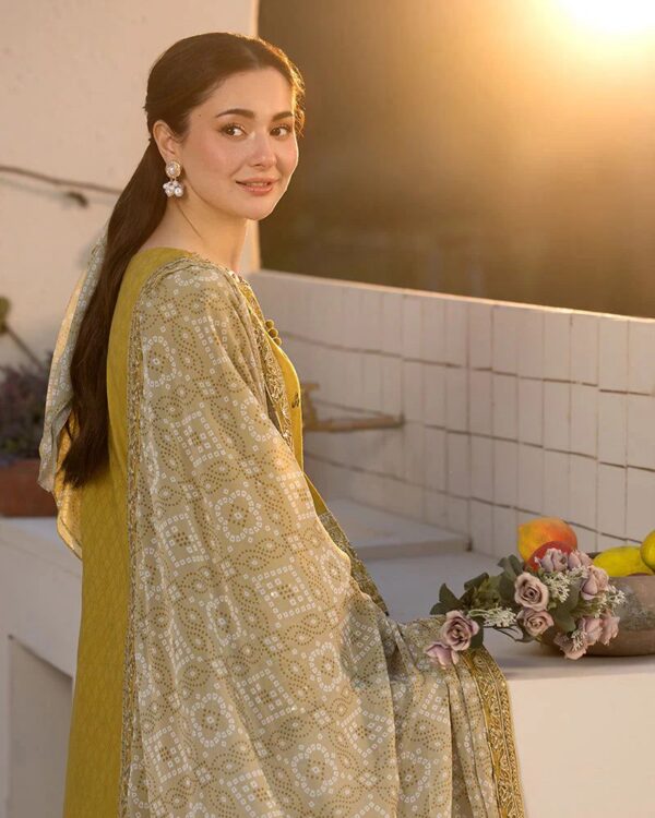 Qalamkar 3-piece unstitched embroidered lawn suit with monark dupatta and trouser patch – Summer Casual 2024 by Dress Glam