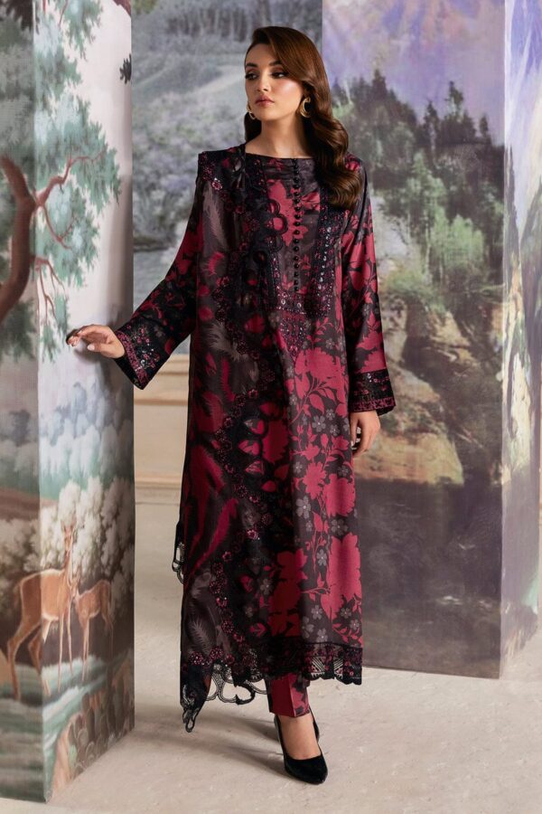 RAMSHA Embroidered Lawn 3pc Unstitched Suit - Embroidered Lawn Suit for Women - Dress Glam