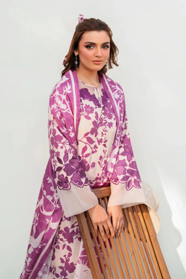 Unstitched Lawn 3-Piece Suit with Embroidered Neck & Sleeves - Printed Suit for Women - Dress Glam
