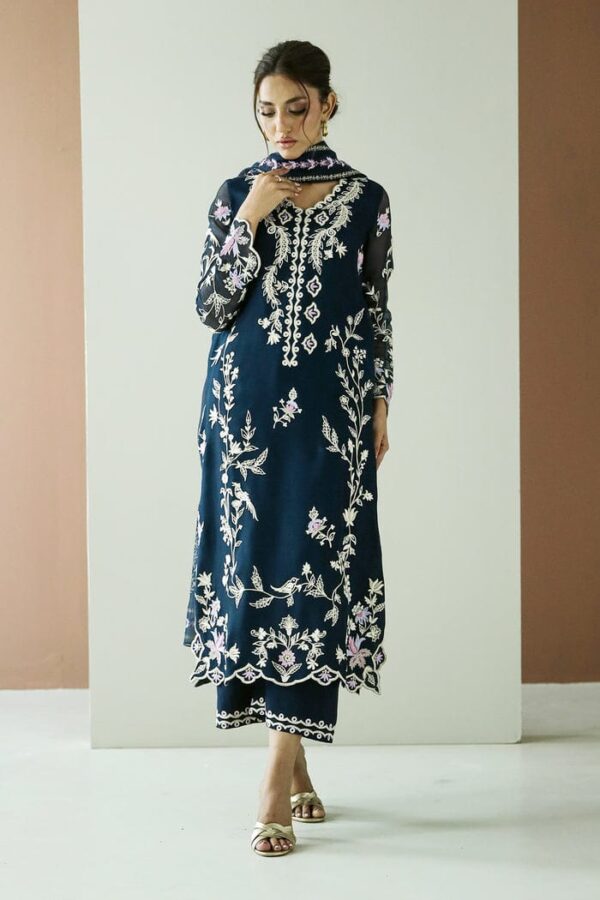 Zainab Fawad (Zuri) Luxury Embroidered Organza Suit 3PC Formal Dress with Satin Trouser - dress glam