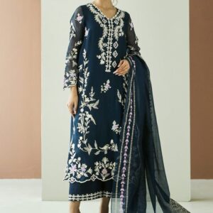 Zainab Fawad (Zuri) Luxury Embroidered Organza Suit 3PC Formal Dress with Satin Trouser - dress glam