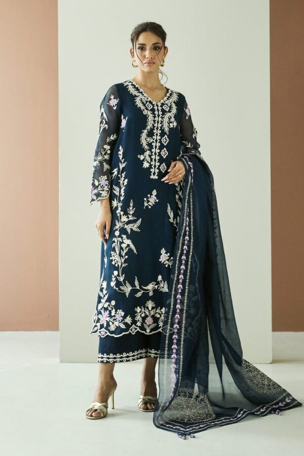 Zainab Fawad (Zuri) Luxury Embroidered Organza Suit 3PC Formal Dress with Satin Trouser - dress glam