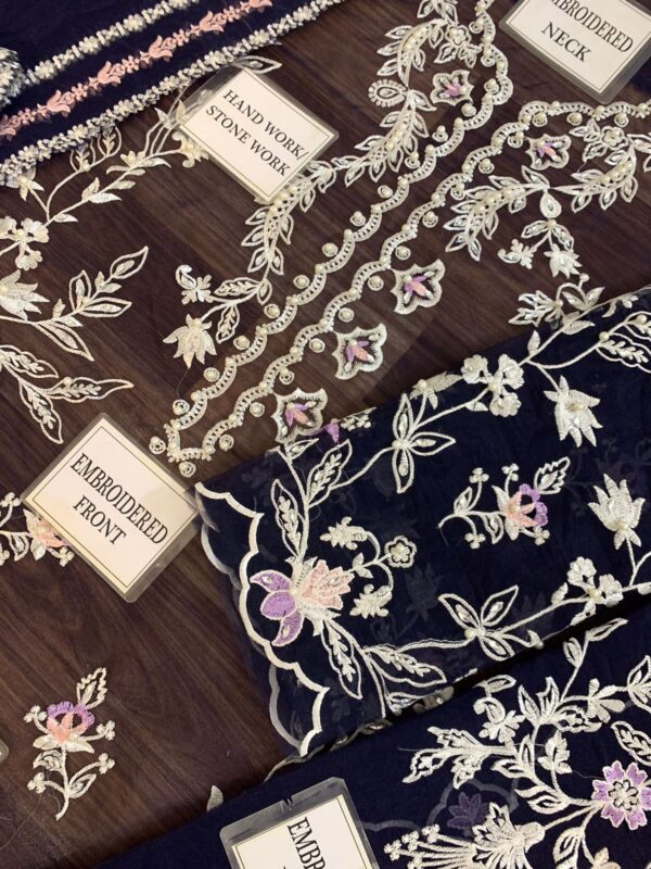 Zainab Fawad (Zuri) Luxury Embroidered Organza Suit 3PC Formal Dress with Satin Trouser - dress glam