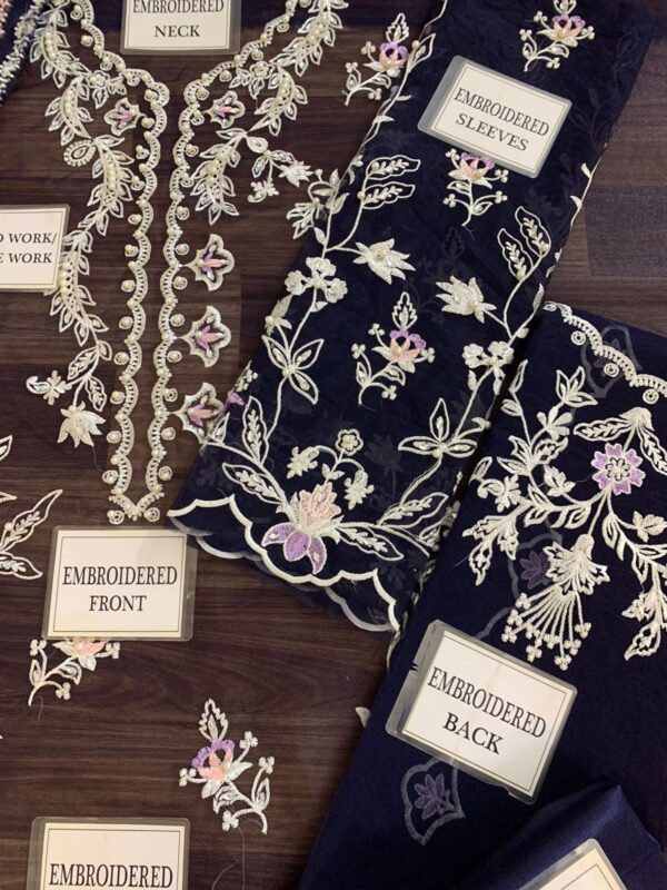 Zainab Fawad (Zuri) Luxury Embroidered Organza Suit 3PC Formal Dress with Satin Trouser - dress glam