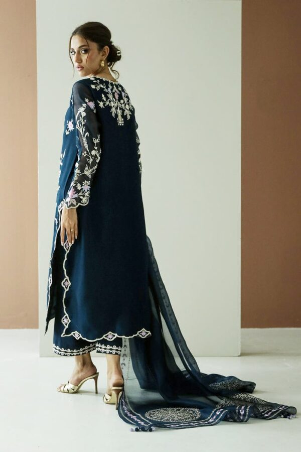 Zainab Fawad (Zuri) Luxury Embroidered Organza Suit 3PC Formal Dress with Satin Trouser - dress glam