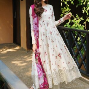 Znik 3PC Lawn Eid Suit – Printed Shirt, Chiffon Dupatta & Printed Trouser- dressglam