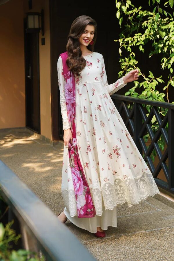 Znik 3PC Lawn Eid Suit – Printed Shirt, Chiffon Dupatta & Printed Trouser- dressglam