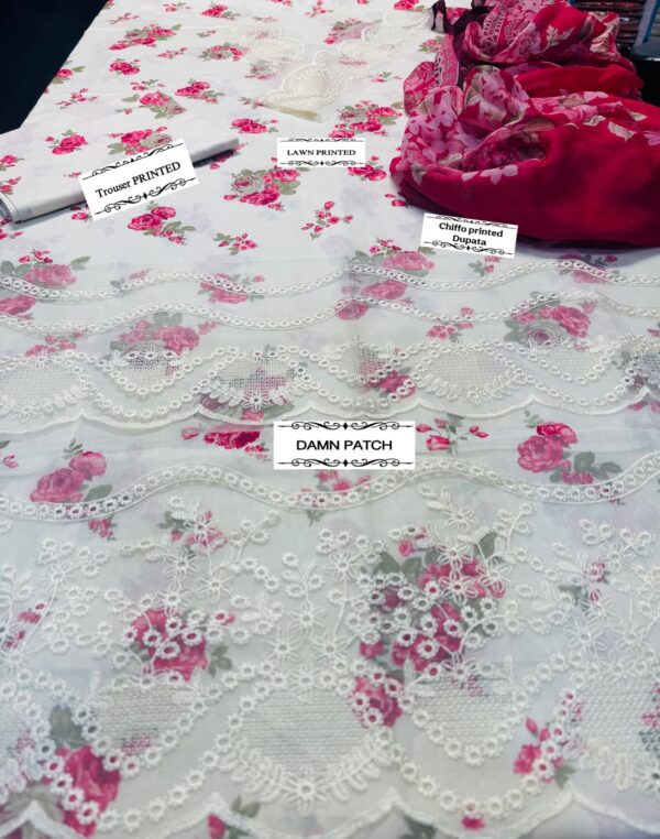 Znik 3PC Lawn Eid Suit – Printed Shirt, Chiffon Dupatta & Printed Trouser- dressglam