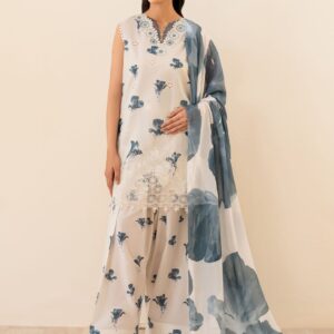 Iznik Lawn 3pc Suit with Heavy Embroidery and Digital Chiffon Dupatta – Dress Glam 2025