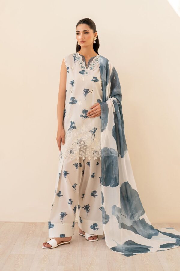 Iznik Lawn 3pc Suit with Heavy Embroidery and Digital Chiffon Dupatta – Dress Glam 2025