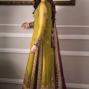 Asim Jofa chiffon embroidered luxury unstitched 3PC suit with embroidered dupatta and malai trouser- dress glam